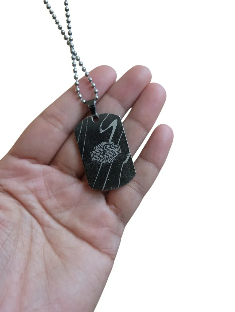 Harley-Davidson Gunmetal Silver Dog Tag Pendant Necklace 28